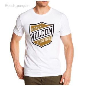 ⬇️25 NWT Volcom White Shield Stone Made Basic Tee